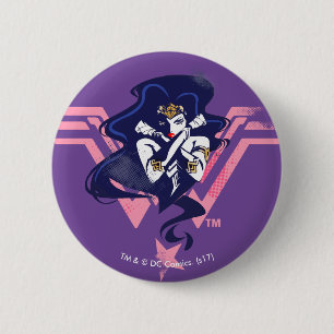 Justice League   Wonder Woman & Symbol Pop Art Button