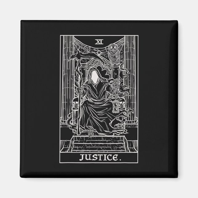 Justice Tarot Card Grim Sensenmann Halloween Goth  Magnet (Vorne)