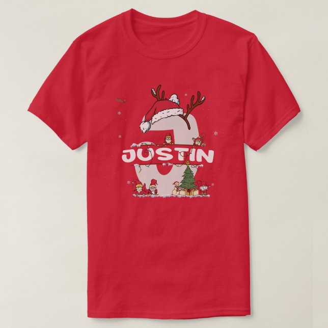 Justin Christmasw Justin Name für lustige Weihnach T-Shirt (Design vorne)