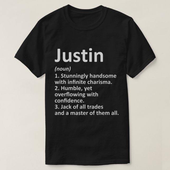 JUSTIN Definition Personalisiert Name Funny Birthd T-Shirt (Design vorne)