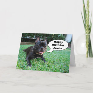 Justin Happy Birthday French Bulldog Card Karte