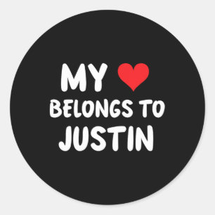Justin - Mein Herz gehört zu Justin - Liebe Runder Aufkleber
