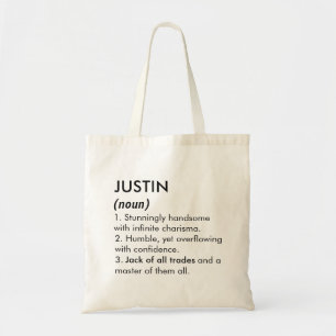Justin Name, Bearbeitbarer Name, Benutzerdefiniert Tragetasche