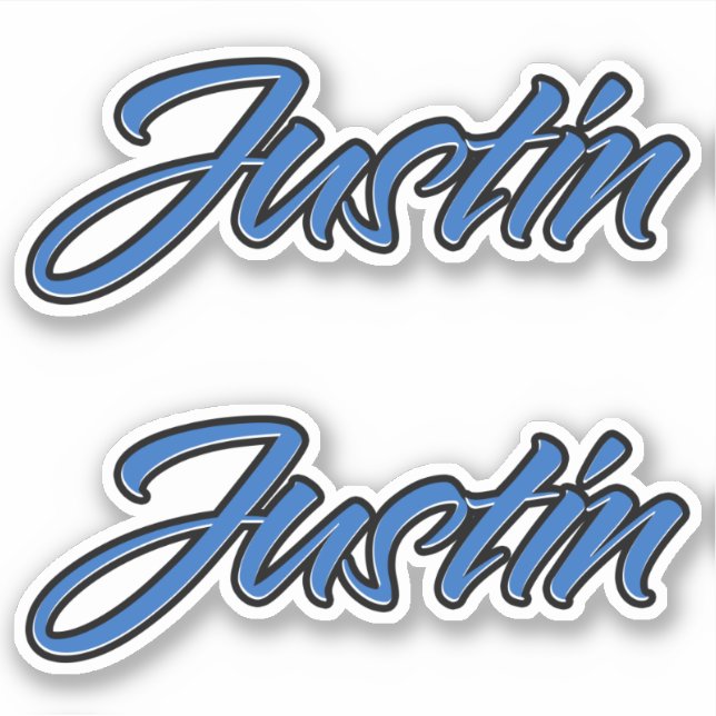 Justin Name blue Aufkleber Sticker Stickerset (Vorderseite)