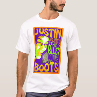 Justin-Stiefel spielt die Blues T-Shirt