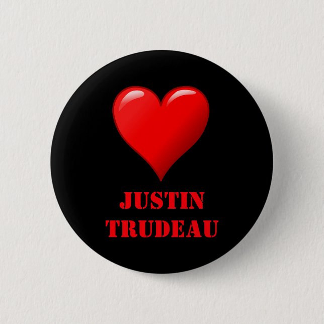 Justin Trudeau Cute Red Heart Love Red White Cool  Button (Vorderseite)