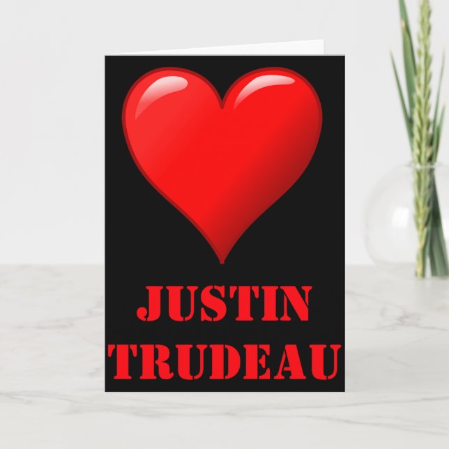 Justin Trudeau Cute Red Heart Love Red White Cool  Karte (Vorderseite)
