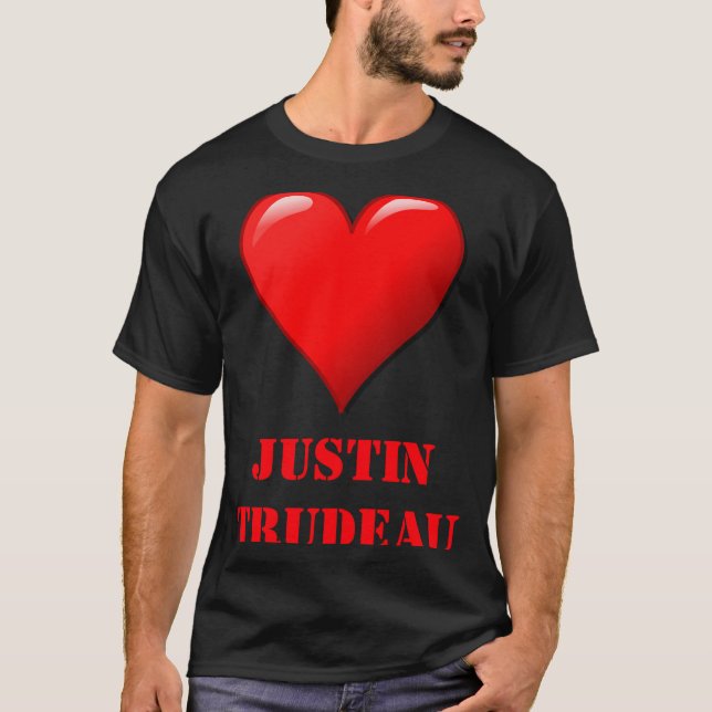 Justin Trudeau Cute Red Heart Love Red White Cool  T-Shirt (Vorderseite)