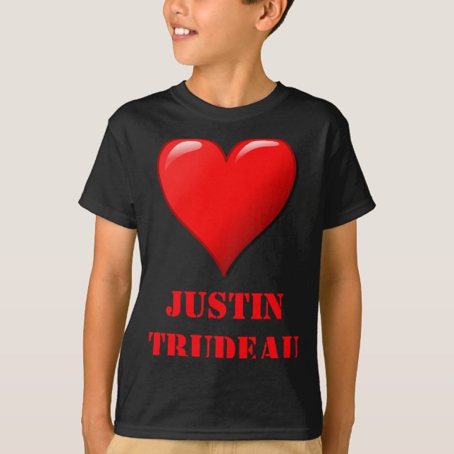 Justin Trudeau Cute Red Heart Love Red White Cool  T-Shirt (Vorderseite)