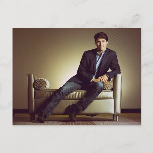 Justin Trudeau in Jeans 2014 Postkarte (Vorderseite)