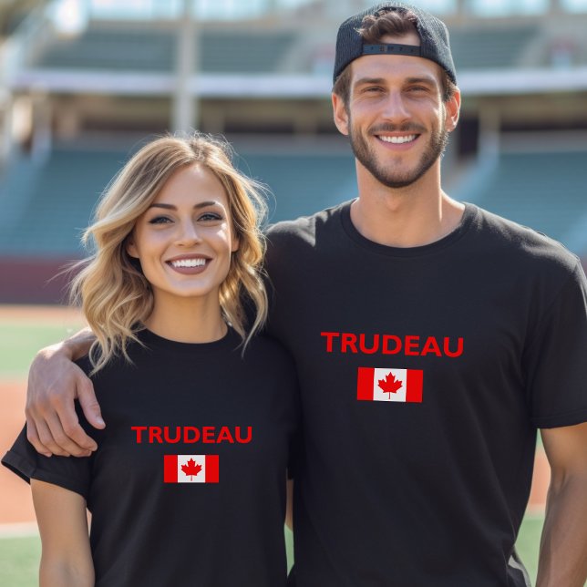 Justin Trudeau Kanada Kanadische Flagge Dunkel T-Shirt (Von Creator hochgeladen)