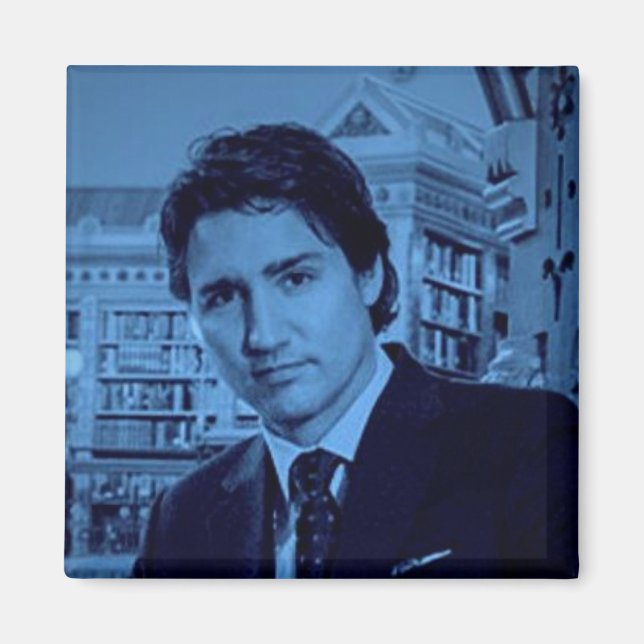 Justin Trudeau Portrait 2014 in blau Magnet (Vorne)