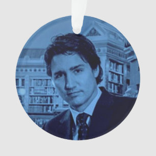 Justin Trudeau Portrait 2014 in blau Ornament