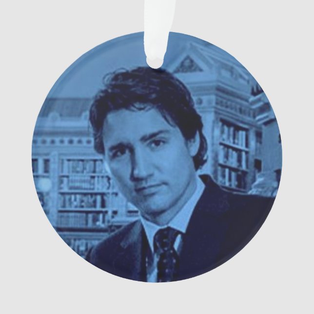 Justin Trudeau Portrait 2014 in blau Ornament (Vorderseite)