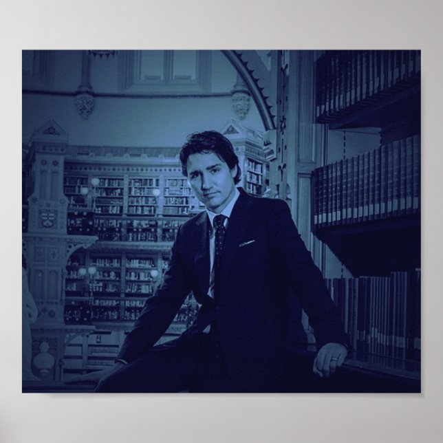 Justin Trudeau Portrait 2014 in blau Poster (Vorne)