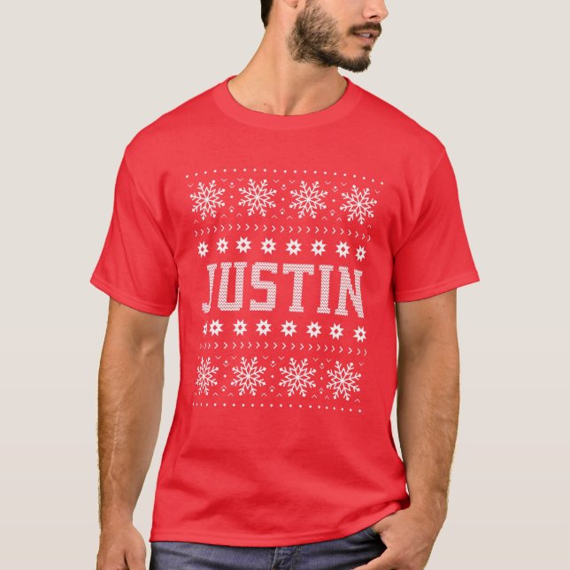Justin - Ugly Christmas Sweater Family Boys T-Shirt (Vorderseite)