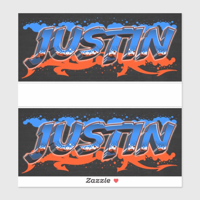 Justin Vorname Name Graffiti Aufkleber Sticker (Blatt)