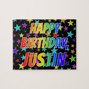"JUSTIN" Vorname, Spaß "GLÜCKLICHER BIRTHTAG" Puzzle