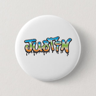 Justin Your Name graffiti Button