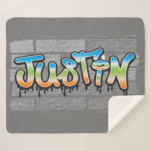 Justin your name graffiti logo Brick Wall Paint Sherpadecke (Vorderseite (Horizontal))