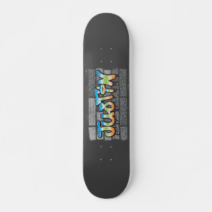 Justin Your Name graffiti Logo Brick Wall Paint Skateboard