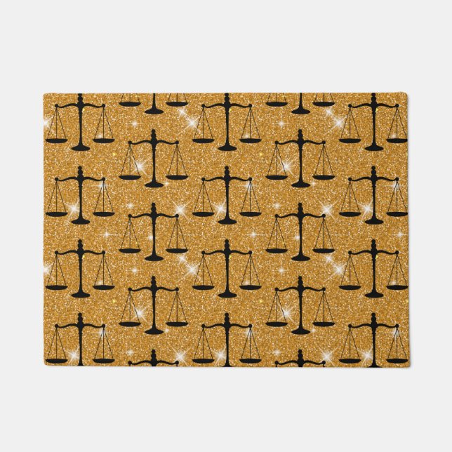 Justitsymbol Balanced Scales Golden Glitzer Fußmatte (Vorderseite)