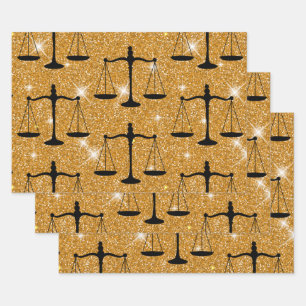 Justitsymbol Balanced Scales Golden Glitzer Geschenkpapier Set