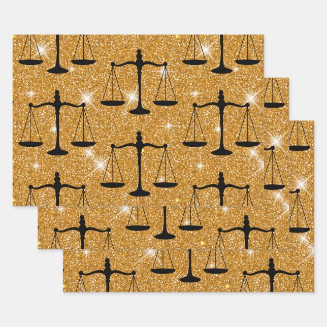 Justitsymbol Balanced Scales Golden Glitzer Geschenkpapier Set (Set)