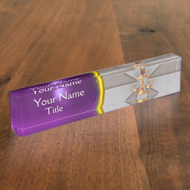 JUSTIZ, GOLD SCALES OF REW, ATTORNEY Lila Gray Namensplakette (Seite)