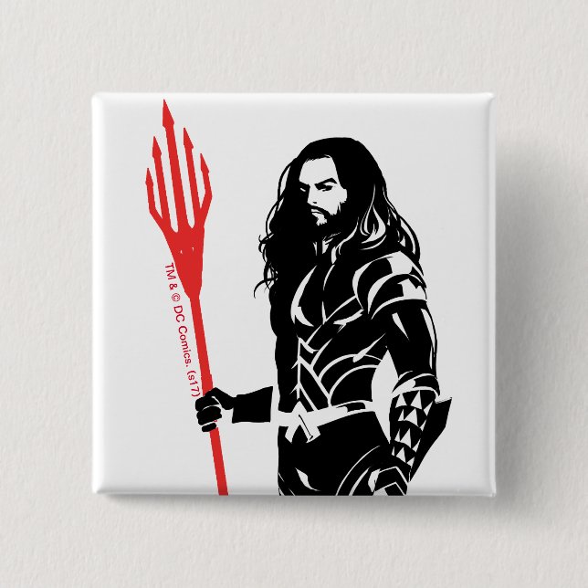Justizbehörde| Aquaman Pose Noir Pop Art Button (Vorderseite)