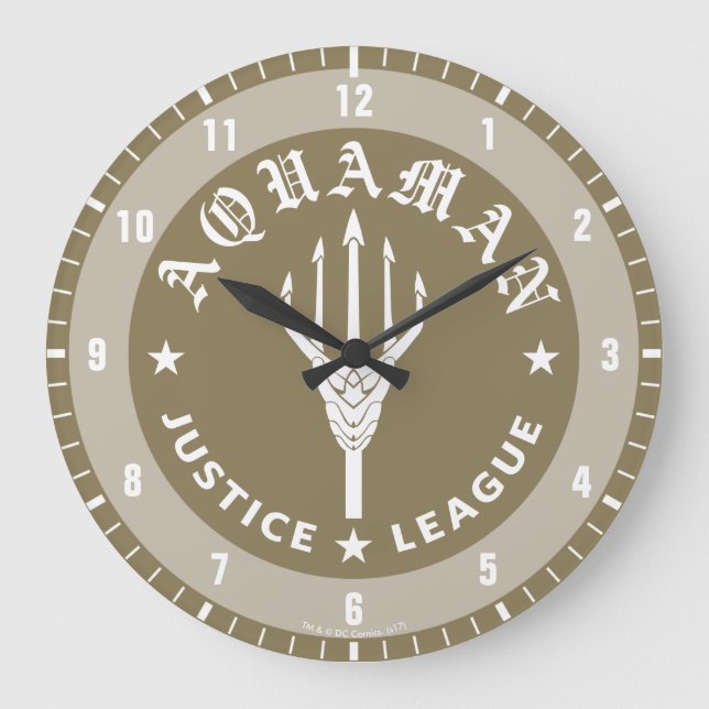 Justizbehörde| Aquaman Retro Trident Emblem Große Wanduhr (Vorderseite)