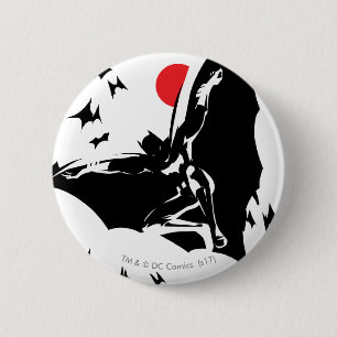 Justizbehörde  Batman in Cloud of Bats Pop Art Button