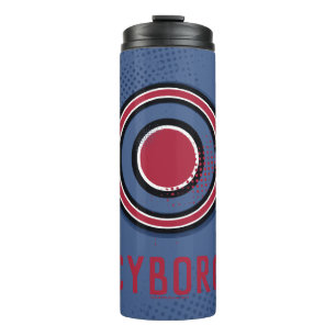 Justizbehörde  Brush & Halftone Cyborg Symbol Thermosbecher