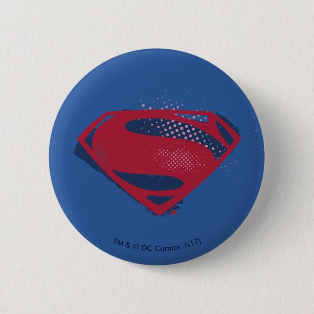 Justizbehörde| Brush & Halftone Superman Symbol Button (Vorderseite)