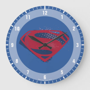 Justizbehörde  Brush & Halftone Superman Symbol Große Wanduhr