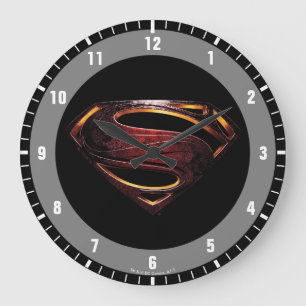 Justizbehörde  Metallisches Superman-Symbol Große Wanduhr