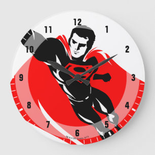 Justizbehörde  Superman Flying Noir Pop Art Große Wanduhr