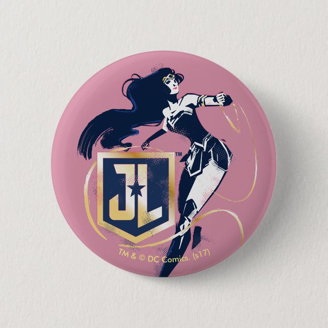 Justizbehörde| Wonder Woman & JL Icon Pop Art Button (Vorderseite)