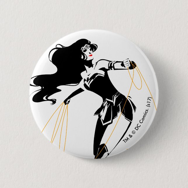 Justizbehörde| Wunder Woman mit Lasso Pop Art Button (Vorderseite)