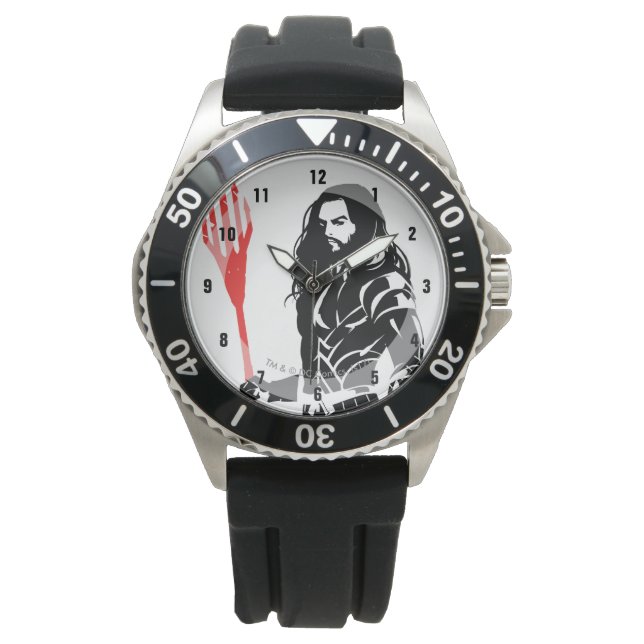 Justizielle Liga | Aquaman Pose Noir Pop Art Armbanduhr (Vorderseite)