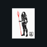 Justizielle Liga | Aquaman Pose Noir Pop Art Leinwanddruck<br><div class="desc">Karo heraus diese schwarz-weiße Silhouette von Gerechtigkeits-League-Aquaman, wie er mit seinem Trident steht. Diese Noir-Grafik wird mit seinem dreiköpfigen Farbton in leuchtendem Rot hervorgehoben.</div>