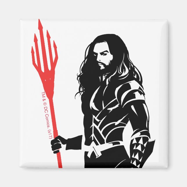 Justizielle Liga | Aquaman Pose Noir Pop Art Magnet (Vorne)