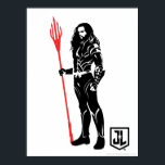 Justizielle Liga | Aquaman Pose Noir Pop Art Poster<br><div class="desc">Karo heraus diese schwarz-weiße Silhouette von Gerechtigkeits-League-Aquaman, wie er mit seinem Trident steht. Diese Noir-Grafik wird mit seinem dreiköpfigen Farbton in leuchtendem Rot hervorgehoben.</div>