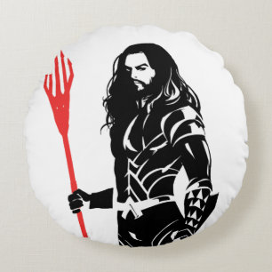 Justizielle Liga   Aquaman Pose Noir Pop Art Rundes Kissen