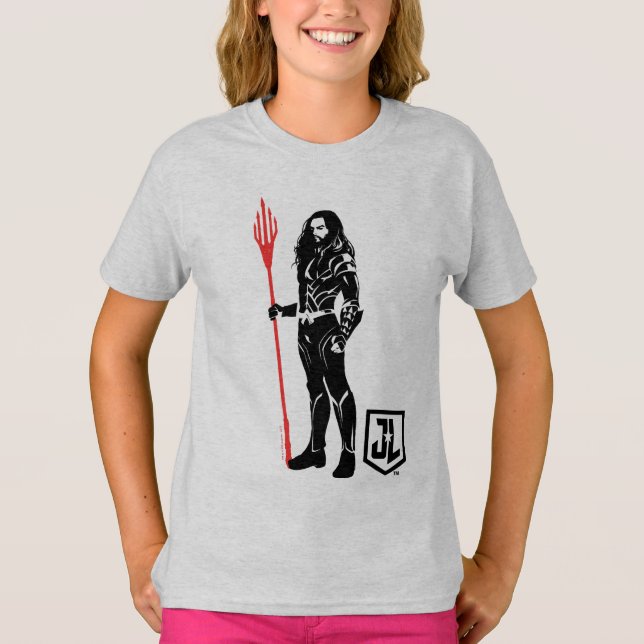 Justizielle Liga | Aquaman Pose Noir Pop Art T-Shirt (Vorderseite)