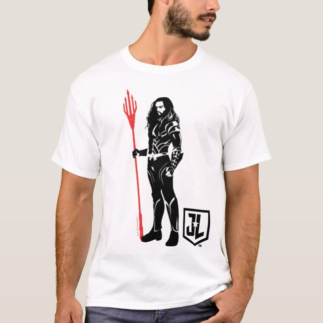 Justizielle Liga | Aquaman Pose Noir Pop Art T-Shirt (Vorderseite)