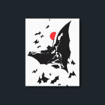 Justizielle Liga | Batman in der Cloud of Bats Pop Leinwanddruck<br><div class="desc">Karo aus diesem noir Stil Comic Kunst der Gerechtigkeits-Liga Batman durch die Luft springen in einer Wolke von Fledermäusen. Diese Schwarz-Weiß-Pop-Kunst wird durch einen strahlend roten Mond am Himmel ausgeglichen.</div>