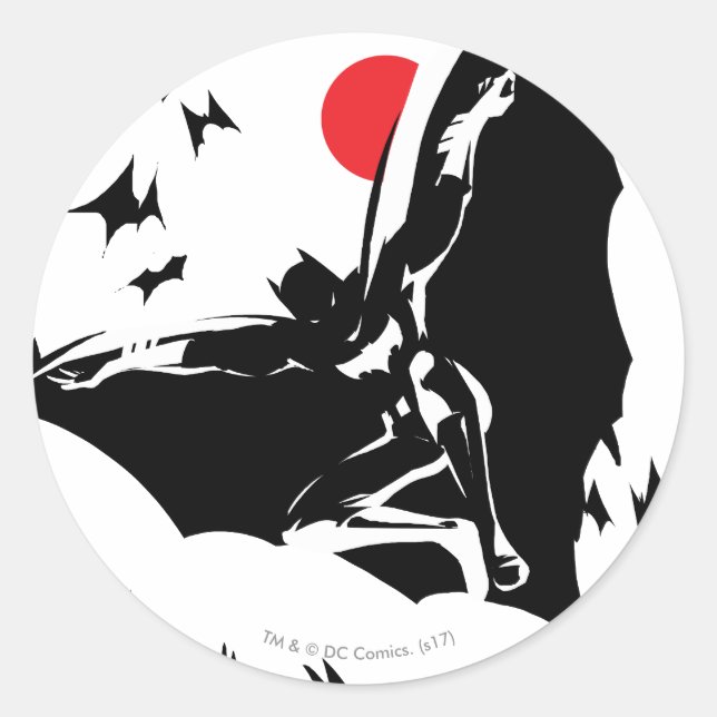 Justizielle Liga | Batman in der Cloud of Bats Pop Runder Aufkleber (Vorderseite)