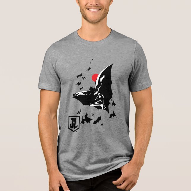 Justizielle Liga | Batman in der Cloud of Bats Pop Tri-Blend Shirt (Vorderseite)