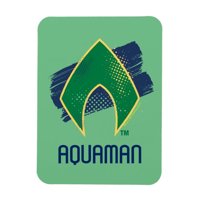 Justizielle Liga | Brush & Halftone Aquaman Symbol Magnet (Vertikal)